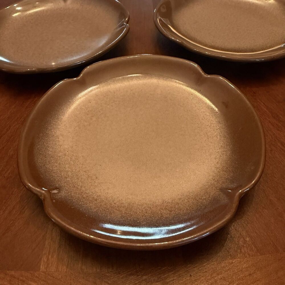 Vintage Frankoma Pottery Plainsman 5E Brown Plates 5 Inch Set Of 3
